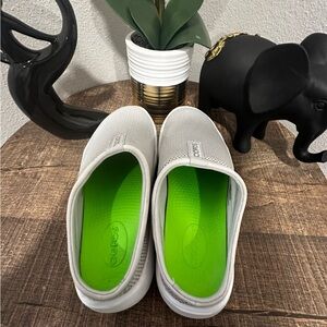 Oofos White Slip-On Shoes